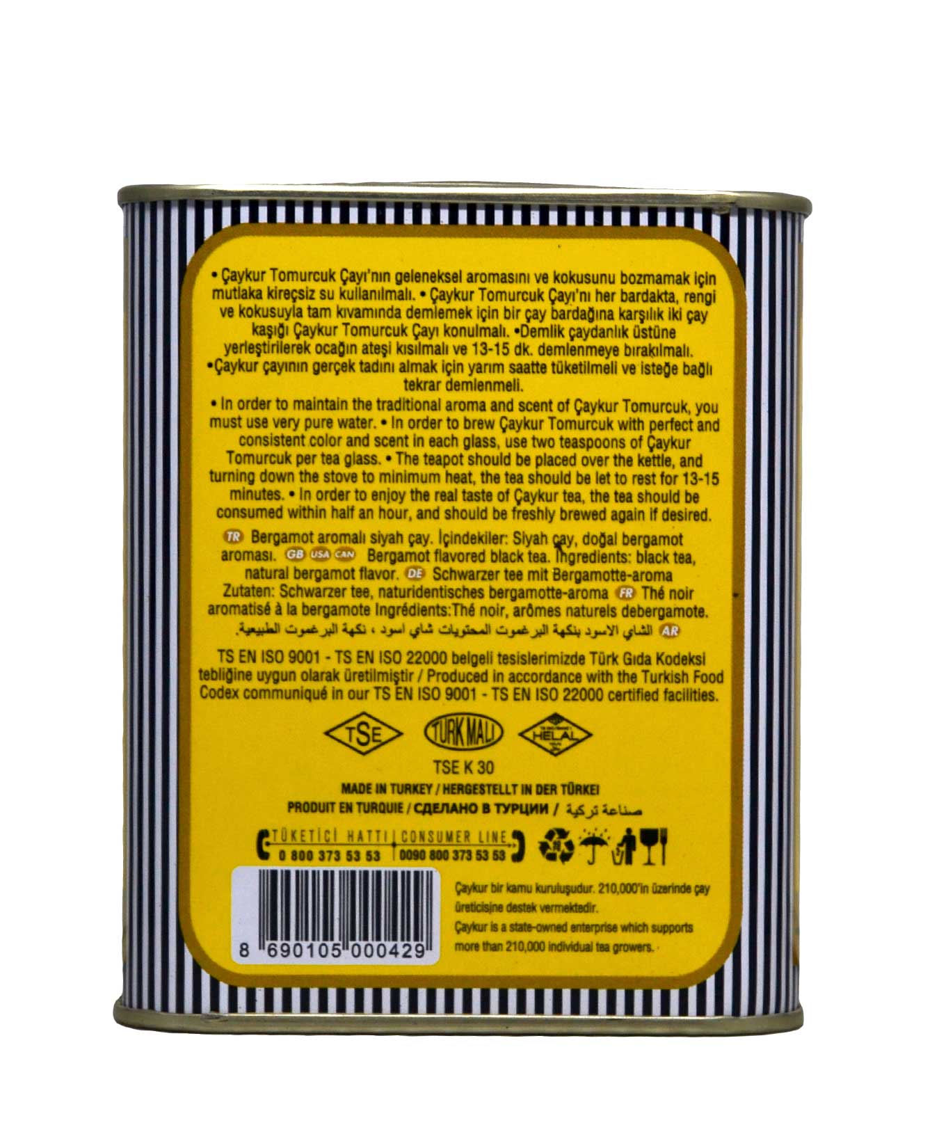 Çaykur Tomurcuk Tea 125 gr Tin Bergamot Flavored