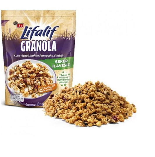 Eti Lifalif Granola With Dried Cherry, Cocoa Particle, Hazelnut 200 Gm