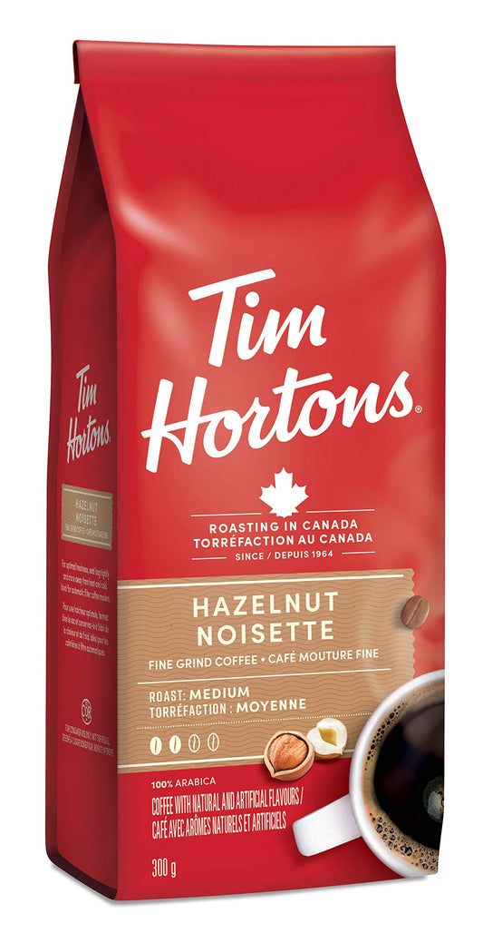 Tim Hortons Hazelnut (noisette) Light Medium Roast Fine Grind Coffee - 300g