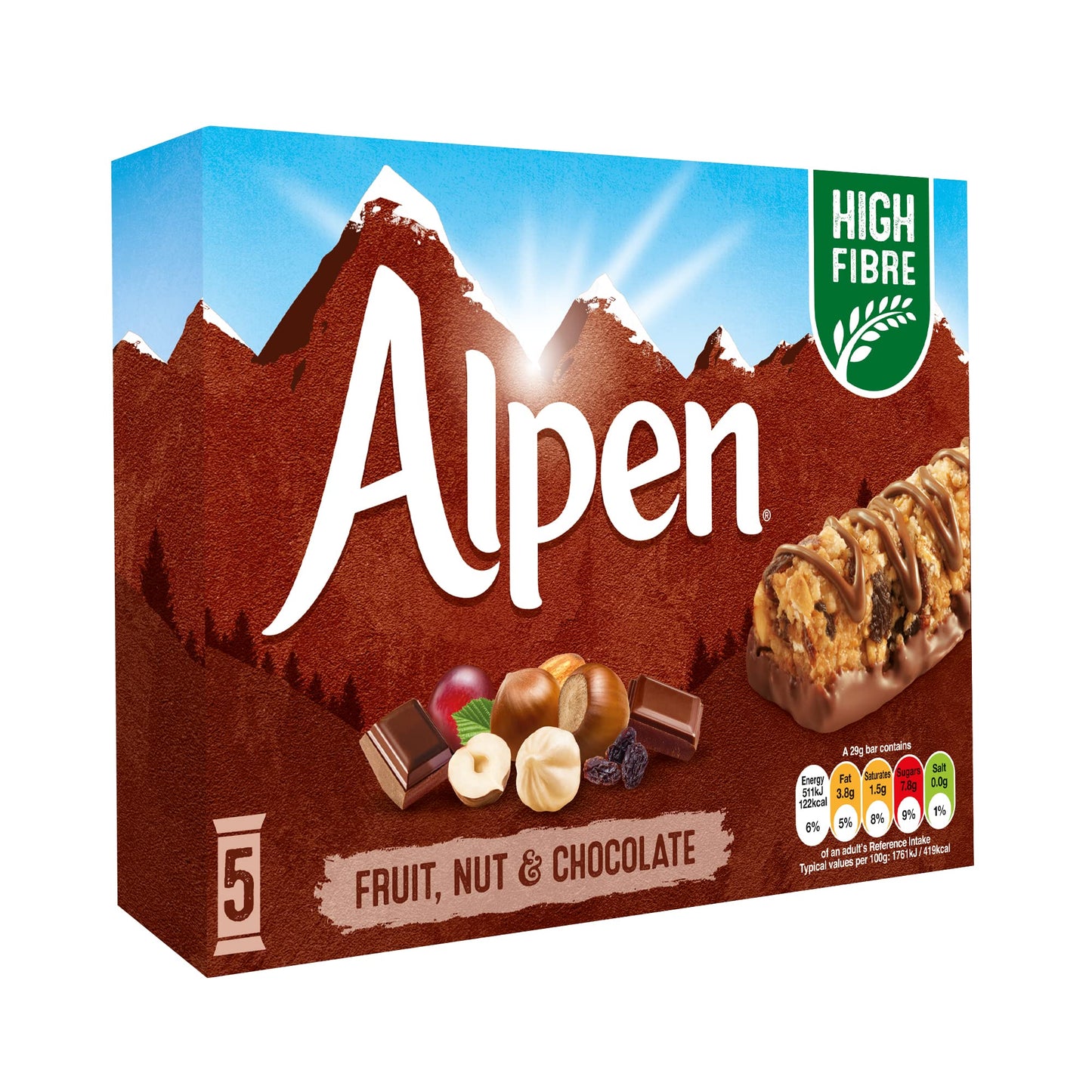 Alpen - Fruit & Nut with Milk Chocolate Cereal Bars - 145g