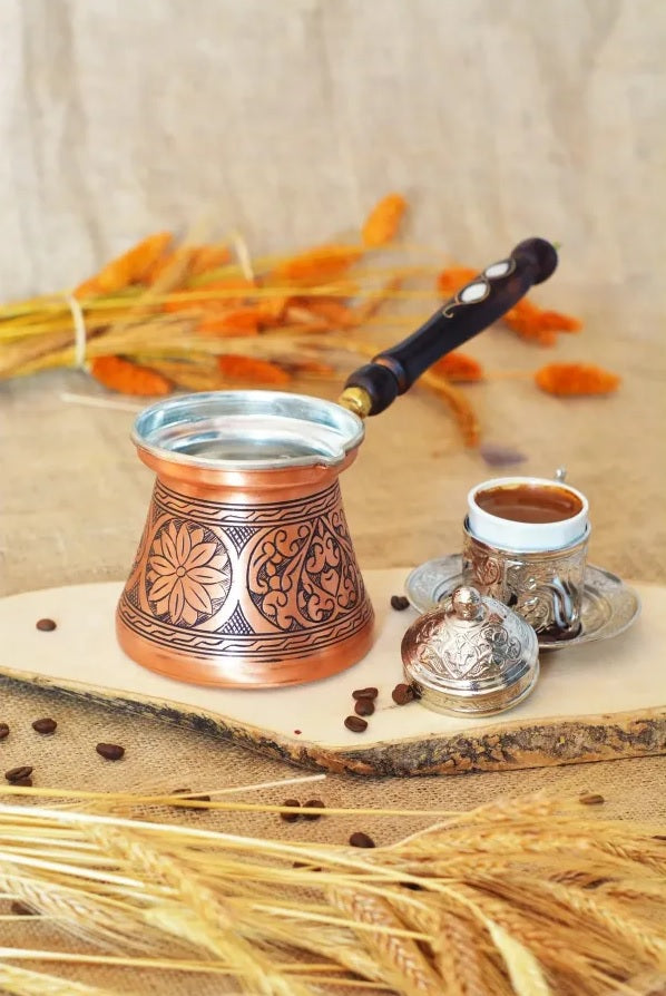 Star steel  Hand Engraved Copper Coffee Pot