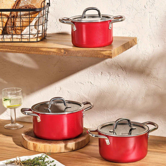 Emsan Master Class 6 Piece Midi Cookware Set Red SF Traders