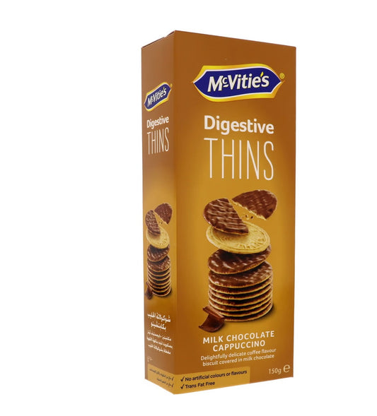 Mc Vities Digestive Thins Milk Chocolate Cappuccino Biscuits 150gm SF Traders