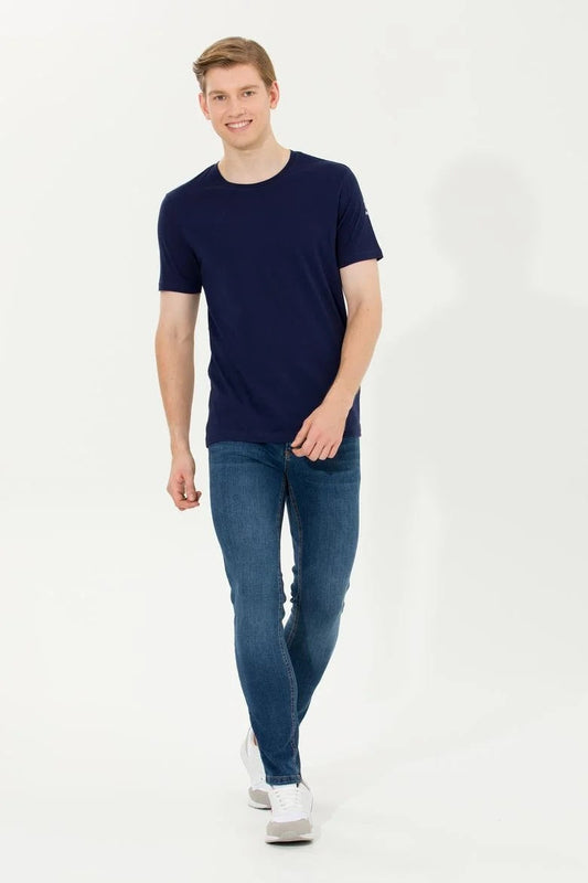 Men's Navy Blue Basic Crew Neck T-Shirt SF Traders