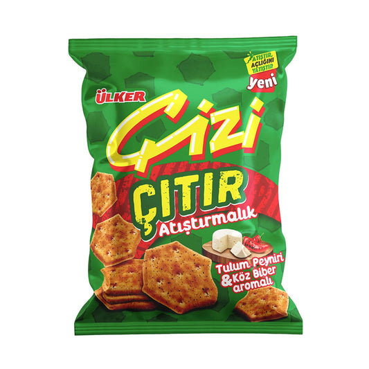 Ulker Chizi Crispy Tulum Cheese & Roasted Pepper Crackers 50 Gm