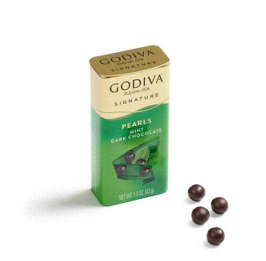 Godiva Pearls Dark Chocolate With Mint Tin 43g