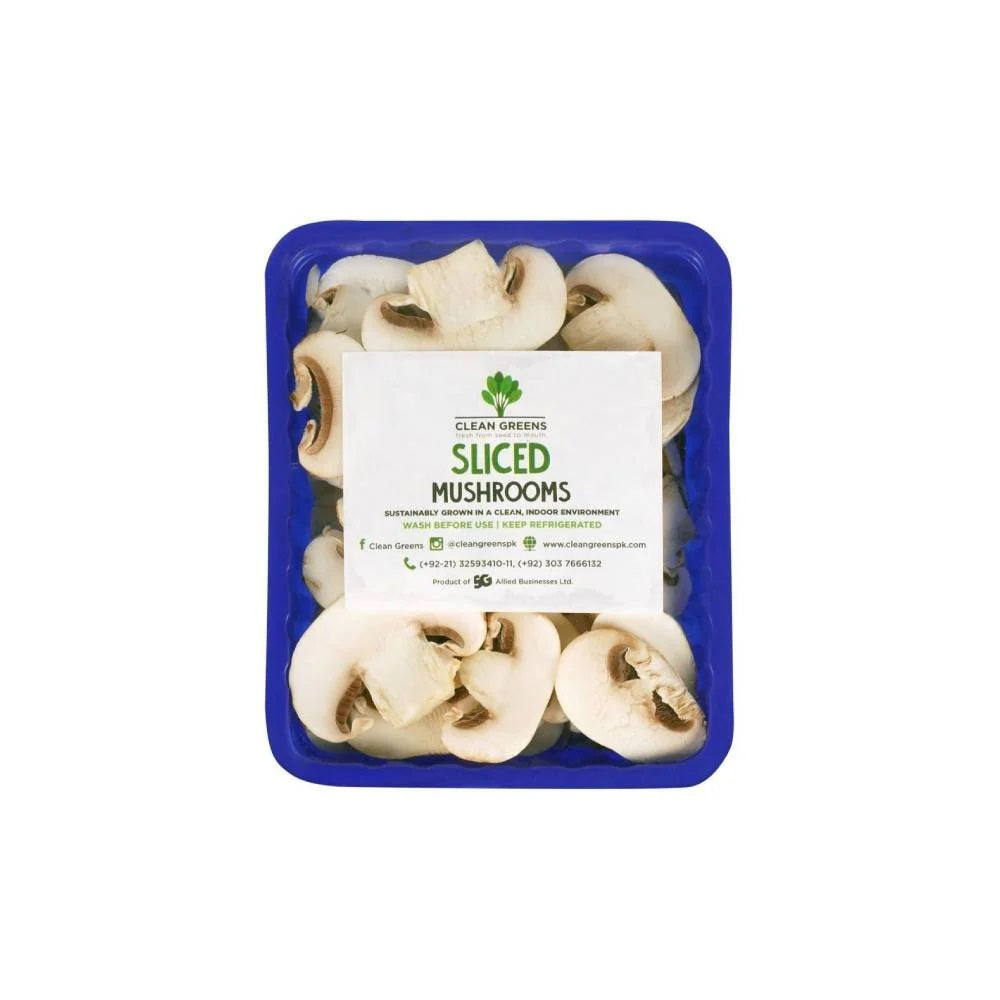 Clean Greens White Mushrooms (Sliced) 250g