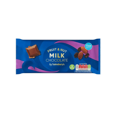 Sainsbury's Fruit Nut Milk Chocolate 200gm