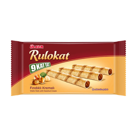 Ulker 9 Kat Tat Rulokat Hazelnut Wafer Rolls (Hazelnut Roll Wafer) 42g