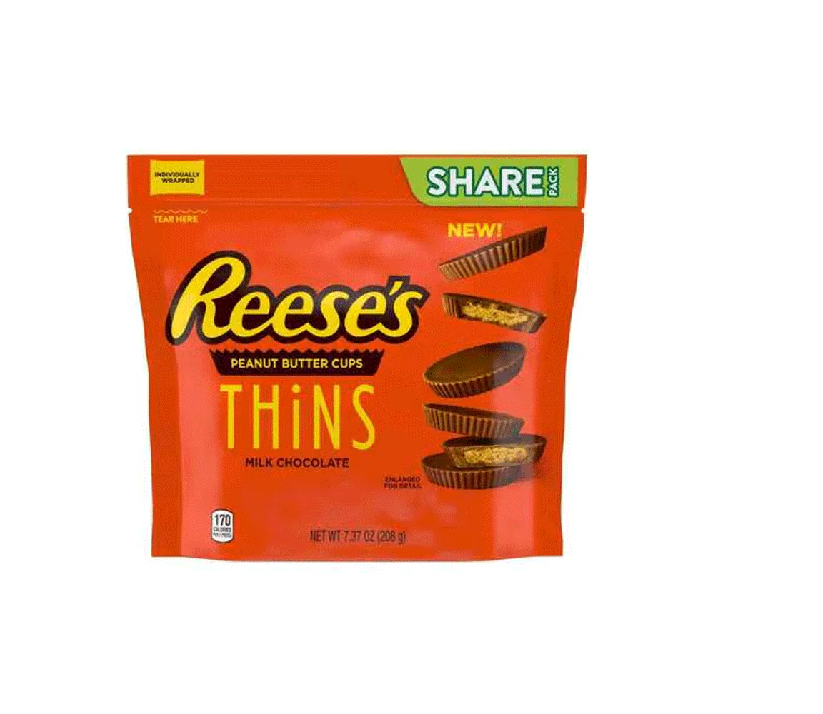 Reeses Peanut Butter Cups Thins Chocolate 208g