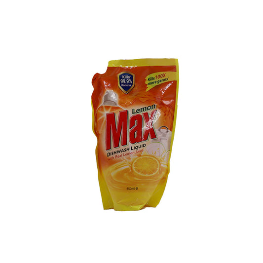 Lemon Max Dishwash Liquid Anti Bacterial 450ml Pouch