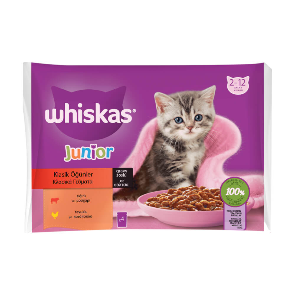 Whiskas Cat Food Junior 2-12 Months 4x85gm SF Traders