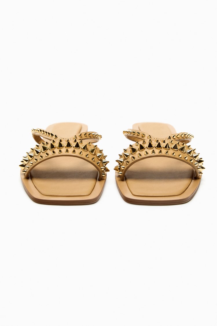 ZARA FLAT STUDDED SLIDER SANDALS SF Traders